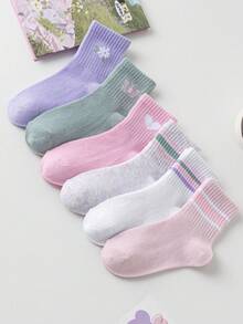 1/3/6/12/24 Pairs Classic Simple Colorful Striped Double Bar Kids Socks, Breathable Soft Invisible Socks, Comfortable Casual Mid-Calf Socks, Suitable For Daily Wear Or Holiday Gifts, Various Colors
