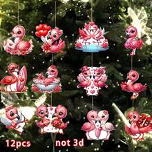 Adornos para árbol de San Valentín con bonitos flamencos rosas, adornos colgantes para fiestas en casa y oficina. - Rosa - Ver 2