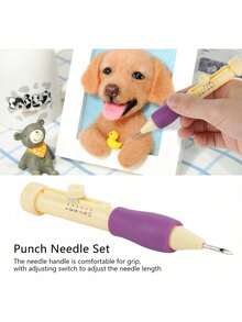 EstiloPunzón de Aguja para Bordar, Herramienta de Punzonado Portátil con Kit de Pluma de Aguja de 3 Tamaños, Longitud de Aguja Ajustable, Cómodas Herramientas de Puntada de (GradienteVersión mejorada - amarillo verdoso - Ver 12