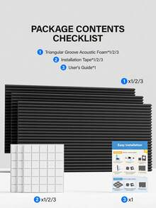 JIPO SPORT 2英寸厚楔形吸音泡沫板，1/2/3片装（47.24英寸 x 23.62英寸 x 1.96英寸），家庭影院/录音室隔音材料，降噪，阻燃设计，黑/白/灰三色可选 - 彩色 - 查看 9