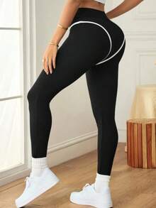 1 par de calças de moletom femininas da moda - estilo reto e folgado, adequadas para exercícios, deslocamentos diários, ioga, atividades físicas, atividades ao ar livre e uso cotidiano. - Preto - Ver 5