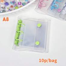 1 pieza Carpeta de anillas sueltas A8 colorida, planificador de 3 anillas de colores caramelo, álbum de pegatinas con relieve 3D, álbum de pegatinas, planificador DIY, cuaderno de pegatinas compacto, libro de sellos transparente, páginas de recambio transparentes de PP, álbum de fotos, adecuado para scrapbooking, colección de pegatinas, cubierta de cuaderno DIY, planificador de presupuesto, planificador, cuaderno, organizador de recibos y notas, suministros estudiantiles y de oficina - Multicolor - Ver 9