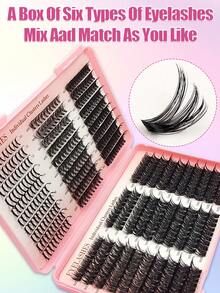 570 piezas Pestañas individuales con rizo D de 10-18mm, gran capacidad de 6 estilos, aspecto natural y suave, pestañas postizas individuales segmentadas para uso diario, bodas, fiestas, festivales de música y racimos de pestañas - D - Ver 2