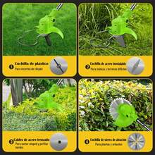 Desbrozadora Electrica Inalambrica 4 En 1, Podadora Electrica Y Cortadora De Pasto Para Jardin; Desbrozadora Pasto Telescopica Con Cabezal 0-90°, Podadora Cesped Ligera Con Bateria Recargable Potente - Verde oscuro - Ver 7