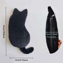 1pc Plush Cat Shaped Pencil Case, Soft Touch Cute Lightweight Large Capacity Stationery Storage Pouch, Multi-Purpose - Multicolor - View 2