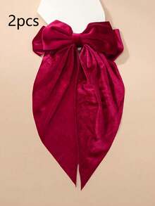 1/2 piezas Pinzas para el cabello con lazo de satén de cola larga para niñas, diseño de lazo de cola larga con estilo de fiesta, lindo y llamativo, perfecto para fotos - Burdeos - Ver 8