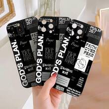 Funda para teléfono con espejo y cita inspiradora "El Plan de Dios". También funciona como espejo y es compatible con  17,  16 Pro Max,  15 Pro Max,  13 y  12. Fabricada en TPU, ofrece protección contra golpes y caídas. Esta funda motivacional es un regalo ideal para familiares, amigos, cumpleaños o cualquier ocasión especial, transmitiendo un mensaje de fe y positividad. - Negro - Ver 6