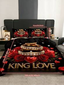3件套玫瑰图案被套套装，舒适床上用品套装，包含1个被套和2个枕套，采用柔软的100%涤纶面料制成，适合卧室、宿舍或旅行使用。 - 彩色 - 查看 18