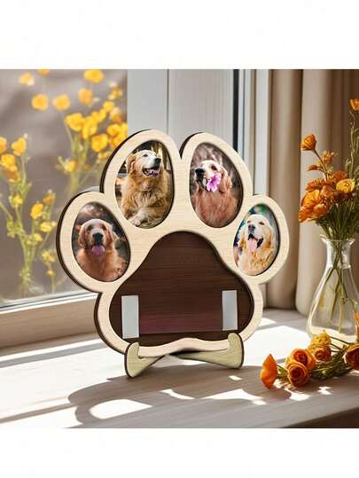 1 pieza Marco de fotos conmemorativo de madera para mascotas, marco de fotos y recuerdos de madera - marco para mascotas adecuado para escritorio, decoración de madera, sala de estar, dormitorio, mesa, gatos y soporte, conmemoración sincera con un diseño hermoso, soporte para exhibición de fotos, marco conmemorativo hecho a mano