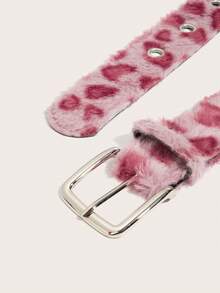 1件装女士蓬松豹纹人造毛皮腰带，时尚百搭宽版奢华舒适毛绒腰带 - A - 查看 10