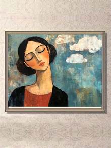 1 Pc Diamond Painting Set, Modigliani Style Clouds And Women, Diamond Hand-Painted Set, Artist Home Gift, Full Diamond Diy Wall Art, Mosaic Art, Home Decor Craft Set, Ideal Holiday Gift - Multicolor - View 2