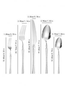 5pcs/20pcs/30pcs Stainless Steel Cutlery Set, Knife Fork Spoon Suitable For Kitchen, Restaurant, Wedding, Party, Holiday Gift
