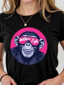Camiseta negra unisex con diseño gráfico llamativo para fashionistas audaces, estilo original de moda callejera para uso diario, tamaños disponibles S, M, L, XL, camiseta de alta calidad,  actual en moda. - Negro - Ver 1