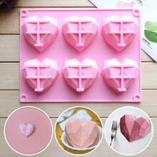 Valentine's Day 6-Cavity 3D Heart Diamond Rectangular Silicone Mold - Baking Craft DIY Tool - Multicolor - View 3