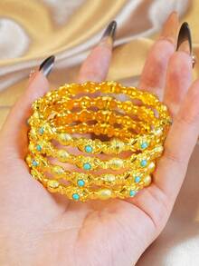 Luxury Gold-Plated Wheat Ear Cuff Bracelet, Bridal Jewelry, Elegant Bangle For Women, Suitable For Middle East Dubai, Africa Nigeria, Europe And America - Gold - View 11