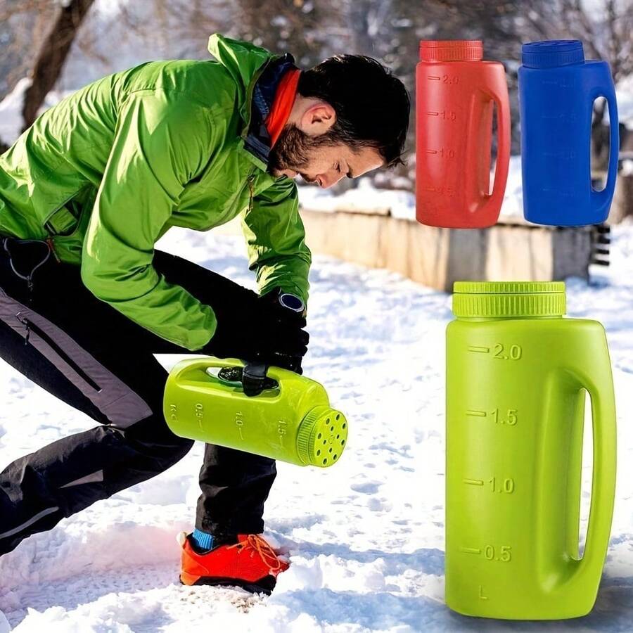 1pc Handheld Adjustable Spreader - Multi-Function Fertilizer Seeder, Watering Can And Ice Melt Spreader (With Shovel, 2L Capacity)