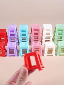 6pcs/21pcs Realistic Mini Checkers, Chess, Gomoku, Mahjong, Fence, Rocking Horse, Swing, Table, Storage Basket, White/Pink/Red/Green/Blue Stool Set, Teenage Creative Toys, DIY 1:12 Party Decor, Photography Props, Holiday Gift (Random Color Accessories), May Be Compressed During Packaging And Shipping - Multicolor - View 5