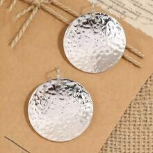 1 Pair Bohemian Style Round Pendant Earrings, Suitable For Various Occasions - Silver - View 1