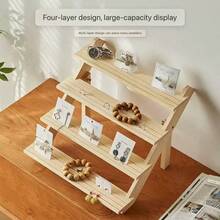 1-4层木质桌面展示架，适用于手镯、耳环、娃娃展示架，大容量戒指耳环展示架 - 米色 - 查看 6