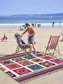 1pc New Outdoor Waterproof Anti-Sand Digital Printed Picnic Mat/Beach Towel, Fashionable And Fresh Pattern, Suitable For Outdoor Camping And Picnics (120g Fabric Weight) - Multicolor - View 7