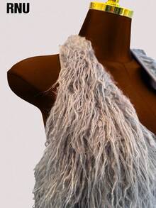 RNU Áo hai dây gợi cảm dành cho nữ cỡ lớn, chất liệu mềm mại, cổ chữ V sâu, hở lưng, thiết kế nơ, đa năng, thích hợp cho buổi hẹn hò lãng mạn, dự tiệc, đi nghỉ mát, mùa xuân. - Xám - Xem 4