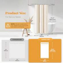 Boho Farmhouse Shower Curtain Linen Rustic Weighted Striped Cloth Shower Curtain Set With Tassel Water Repellent Bohemian Vintage Country Fabric Shower Curtain For Bathroom Cream/Beige 72x72 - A - 奶油色+36吋寬 x 72吋長(1 件裝) - 查看 3