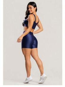 Fitness Set For Gym - Top With Removable Padding And New Zig 3D Shorts - Màu xanh hải quân - Xem 3
