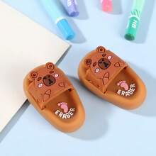 可爱水豚拖鞋造型橡皮擦，PVC软橡胶材质，清洁不留碎屑，适合学生，新年礼物，返校用品 - 彩色 - 查看 2