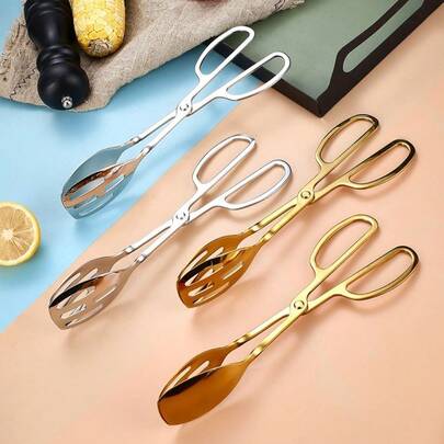 Buffet Salad Tongs For Kitchen Serving And Cooking, Stainless Steel Food Scissor Tongs, Catering Utensil For Bread Cake Bake Steak Barbecue