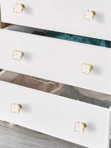 6pcs Flower Shaped Cabinet Drawer Pulls, American Style Metal Door Handles, Suitable For Various Cabinets, Wardrobes, Bookcases, Office, Kitchen And Bathroom, Copper Material, Comes With Screws - Gold - View 6