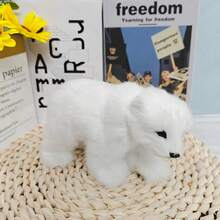 Realistic Plush Arctic Bear Model, Cute Animal Figurine, Home Decor, Desktop Ornament, Photography Prop, Handmade Craft, Auspicious Christmas Gift
