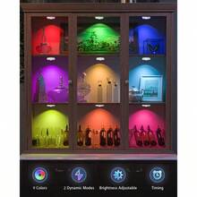 RGB Rechargeable Puck Lights With Remote Control, Under Cabinet Lighting Wireless, Dimmable Push Lights, Multicolor And Timing Function, LED Puck Lights For Kitchen, Cabinet And Shelf6 Pack - White|RGBmulticolor - View 4