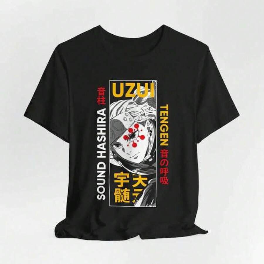 Tengen Uzui Anime T-Shirt Bella+Segeltuch Unisex Otaku Bekleidung - Schwarz - Übersicht 1