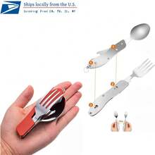 4-In-1 Portable Foldable Utensil Set Compact Knife Fork Spoon Bottle Opener Kit Stainless Steel Utensils For Camping Hiking Travel - 1 st slumpmässig färg - Visa 3