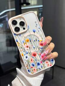 1pc Creative Acrylic Personalized Pattern Magnetic Wireless Charging Anti-Drop Phone Case Compatible With IPhone 16 15 14 13 12 11 Pro Max, Transparent Phone Cover - Multicolor - View 4