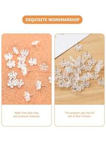 100pcs Transparent Plastic Plum Blossom Shaped Pushpins, Steel Tip, Suitable For Bulletin Board, Office, Home, Photos, Calendar, Map Display, Back To School Supplies, School Supplies, Office Supplies - Multicolor - View 6