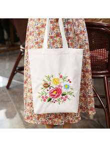 EstiloTendenciaKit De Bordado Para Bolsa De Lona Con PatróN Para Principiantes. Kits De Manualidades De Bordado DIY Para Adultos. Incluye Instrucciones, Dedal, Bastidores De Bordado E Hilos De Colores (CR002 Jinxiumixiang)Calidad PremiumVersióN Mejorada - CR002 chenhuicaoxin Azul claro - Ver 12