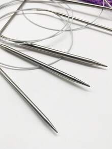 3pcs Circular Knitting Needle Set, Stainless Steel Material, Smooth No Snag, 31.5 Inch Length, Suitable For Handmade Knitting DIY, Applicable For Making Blankets, Hats, Scarves, Gloves, Etc. - Silver - View 7