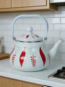 SummitPulse 1个复古郁金香叶珐琅咖啡壶，多功能平底冷水壶，茶壶，奶茶壶，适用于电磁炉或燃气灶加热，家居装饰茶壶，也适合作为节日和生日礼物送给亲朋好友。 - 彩色 - 查看 17