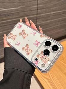 1 chiếc ốp lưng điện thoại hình gấu thắt nơ | Thiết kế tối giản, trong suốt, chống sốc với các góc chống va đập - Phong cách sáng tạo, độc đáo, dễ thương, món quà tuyệt vời cho bạn bè, bạn gái và các cô gái, tương thích với Apple 17/16 Pro/16 Plus/15/15 Pro Max/15 Pro/14 Pro Max/14 Pro Max, thể hiện sự sáng tạo cao cấp. - Trong sáng - Xem 2