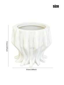 1pc Resin Flower Pot Sculpture With Drainage Hole Design, Suitable For Outdoor Garden Plant Pot Decor, Housewarming Gift - White - View 2
