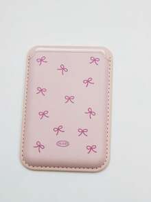 1pc Korean Indie Girly Bowknot Leather Magnetic Wireless Charging Magsafe Card Holder Phone Case Compatible With IPhone 17/16 Pro Max/15 Pro, Apple 14/13/12/11