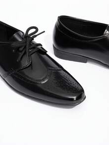 Fashionable Pointed Toe Minimalist Design Dress Shoes For Teenagers - Black - View 3