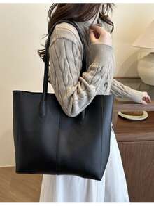 Conjunto de Bolsa Tote Vintage Retalhos de Outono 2025 - Conjunto com 2 Peças, Bolsa Mãe e Mini Bolsa, Bolsa de Ombro Casual de Grande Capacidade para Mulheres. Design Multifuncional, Adequado para Uso Diário, Escola, Transporte e Viagem, Tecido Leve e Durável com Interior Espaçoso, Perfeito para Armazenamento de Itens Essenciais. Estilo Casual Retrô, Alça de Ombro Ajustável, Confortável de Usar, Acessório da Moda, Escolha Ideal para Campus, Escritório e Passeios de Fim de Semana, Bolsa Essencial para Mulheres Modernas. - Café - Visão 6