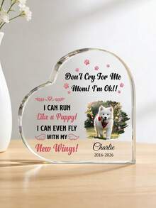 Personalized Pet Memorial Acrylic Heart-Shaped Plaque, 22 Styles Available - Curved Heart-Shaped Pet Memorial, Commemorate Beloved Dogs Or Cats, Customizable Desktop Decor, Memorialize Cherished Pets - Ideal For Pet Lovers - Pet Memorial Gift, Christmas Pet Decor, Pet Lover Gift, Customized Christmas Decoration, Christmas Gift, Personalized Gift - Multicolor - View 33