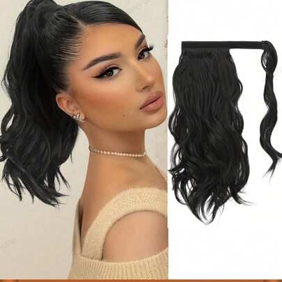 Tóc nối đuôi ngựa gợn sóng tự nhiên, kiểu quấn quanh, làm từ tóc thật nguyên chất, dễ dàng lắp đặt, phù hợp với mọi phụ nữ.