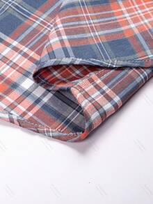 Audmroton Men's Plaid Striped Button Down Shirts Spring Fall Cotton Long Sleeve Oxford Dress Shirts With Pocket - 亮橙色 - 查看 6