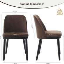 High-Capacity Velvet Dining Chairs, Set Of 2: 330 Lb Load, Curved Backrest & Thick Cushion For Kitchen And Dining Room - Color: Linen | Brown - View 3