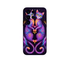 1PC Phone Case ,  Colorful Cats With Swirls And Stars , Stylish Phone Case, Phone Decoration, All-around Lens Protection, Creative Small Gift, Funny Gift for Boys and Girls - ブラック - チェックする 7