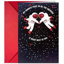 Bộ thiệp chúc mừng Ngày Valentine hình phi hành gia tinh tế kèm phong bì, dành tặng bạn gái, thiệp tình cảm. - Nhiều màu - Xem 1